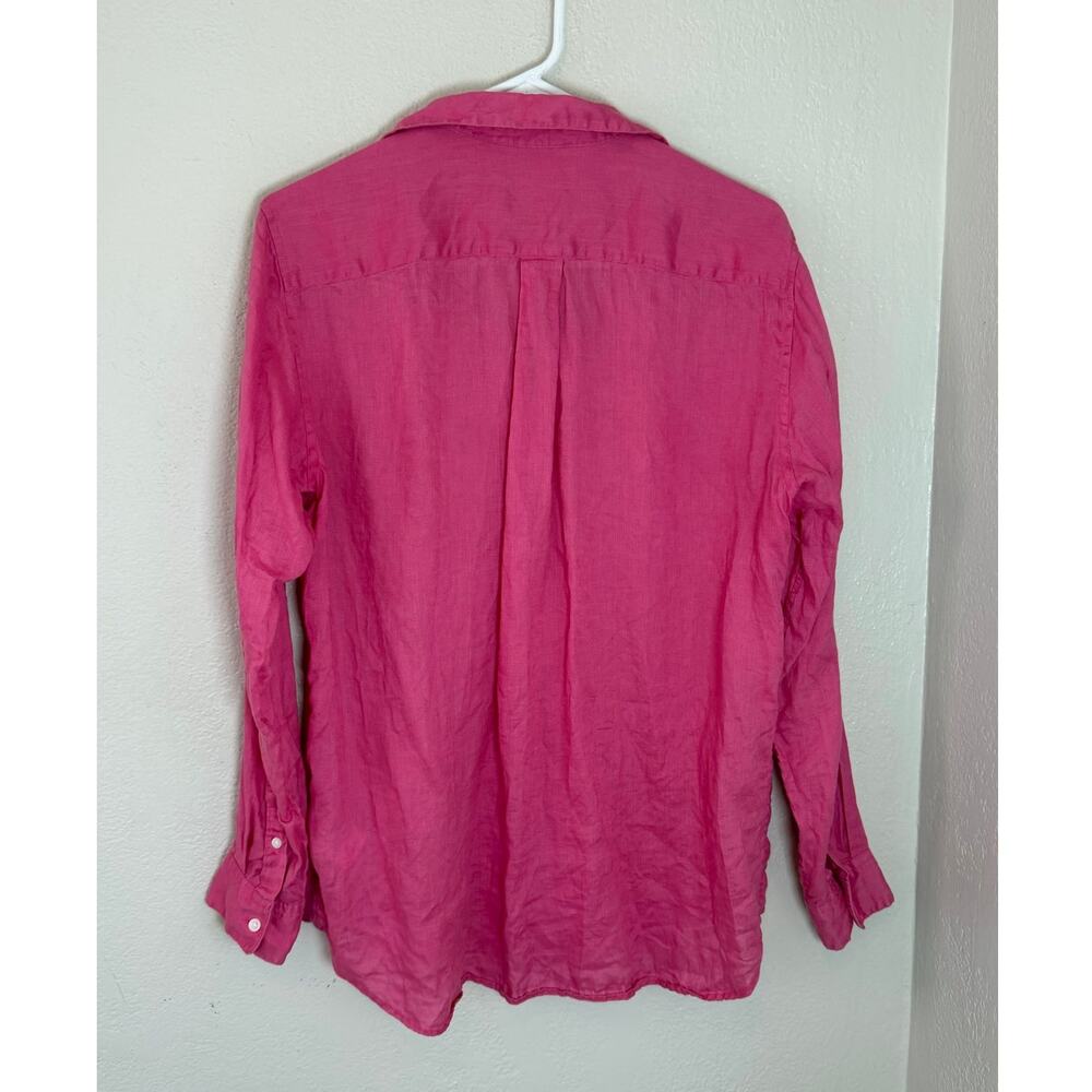 Women's Uniqulo Pink Linen button down shirt‎ top Size Large - Picture 2 of 5